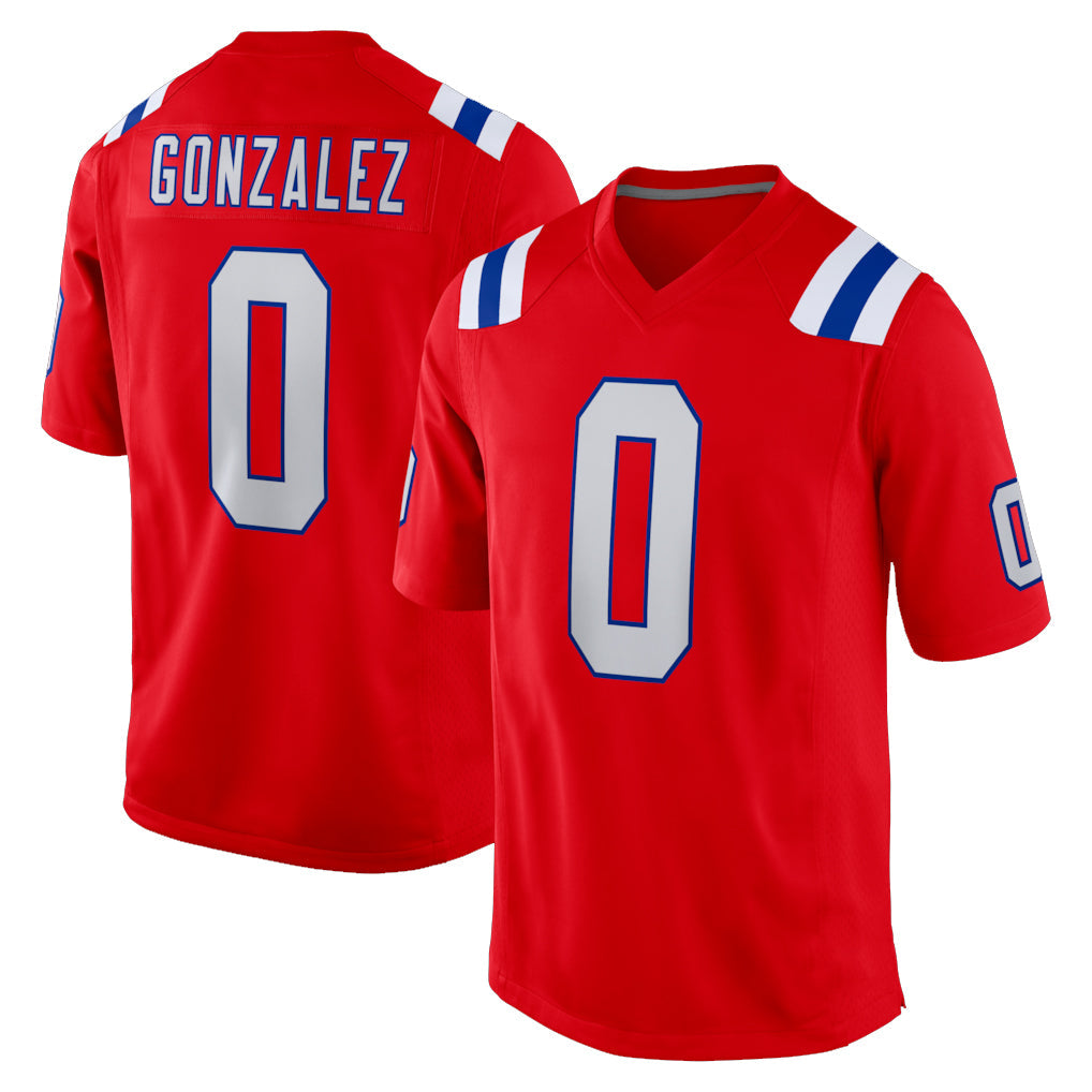 STECN NE.Patriots #0 Christian Gonzalez Player Red Home Game Stitched Jerseys