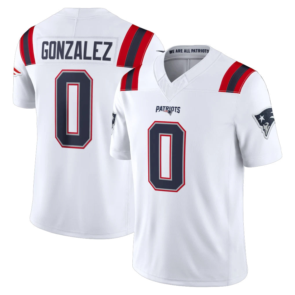 STECN NE.Patriots #0 Christian Gonzalez Player White Limited Vapor F.U.S.E. Home Game Stitched Jerseys