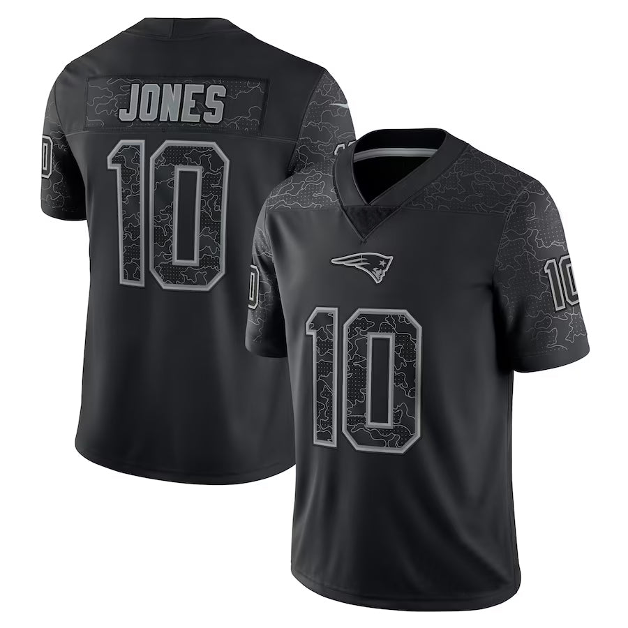 STECN NE.Patriots #10 Drake Maye Player Black REFLECTIVE Limited Stitched Jerseys