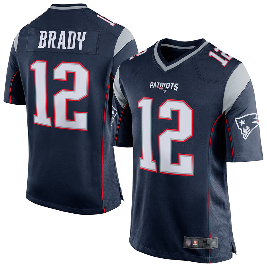 STECN NE.Patriots #12 Tom Brady Player Navy Blue Game Stitched Jerseys