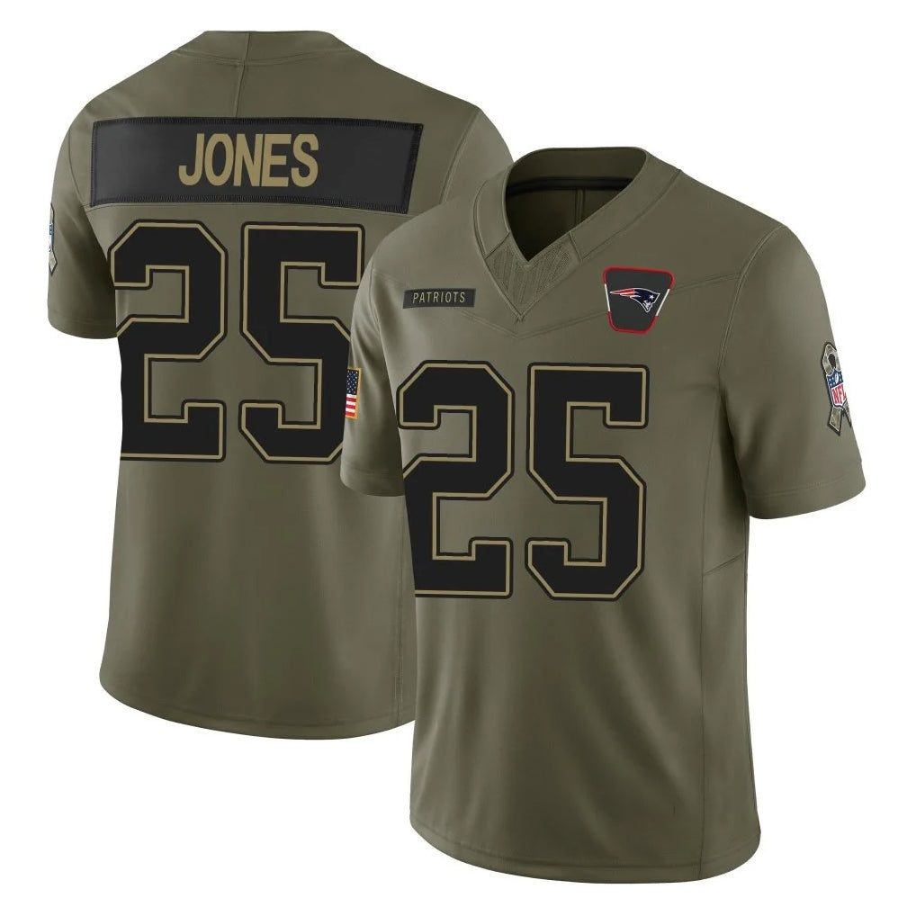 STECN NE.Patriots #25 Marcus Jones Player Olive Salute To Service Limited Stitched Jerseys