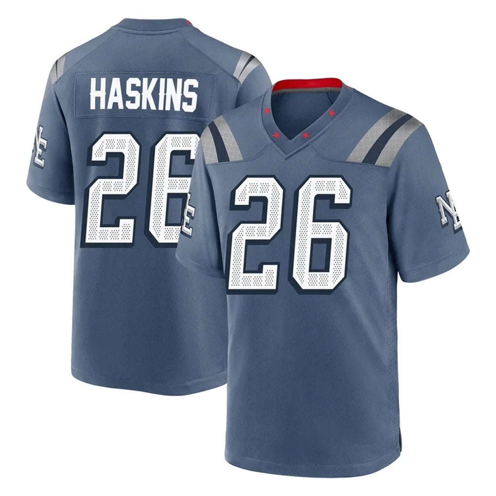 STECN NE.Patriots #26 Hassan Haskins Player Blue Rivalries Collection Home Game Stitched Jerseys