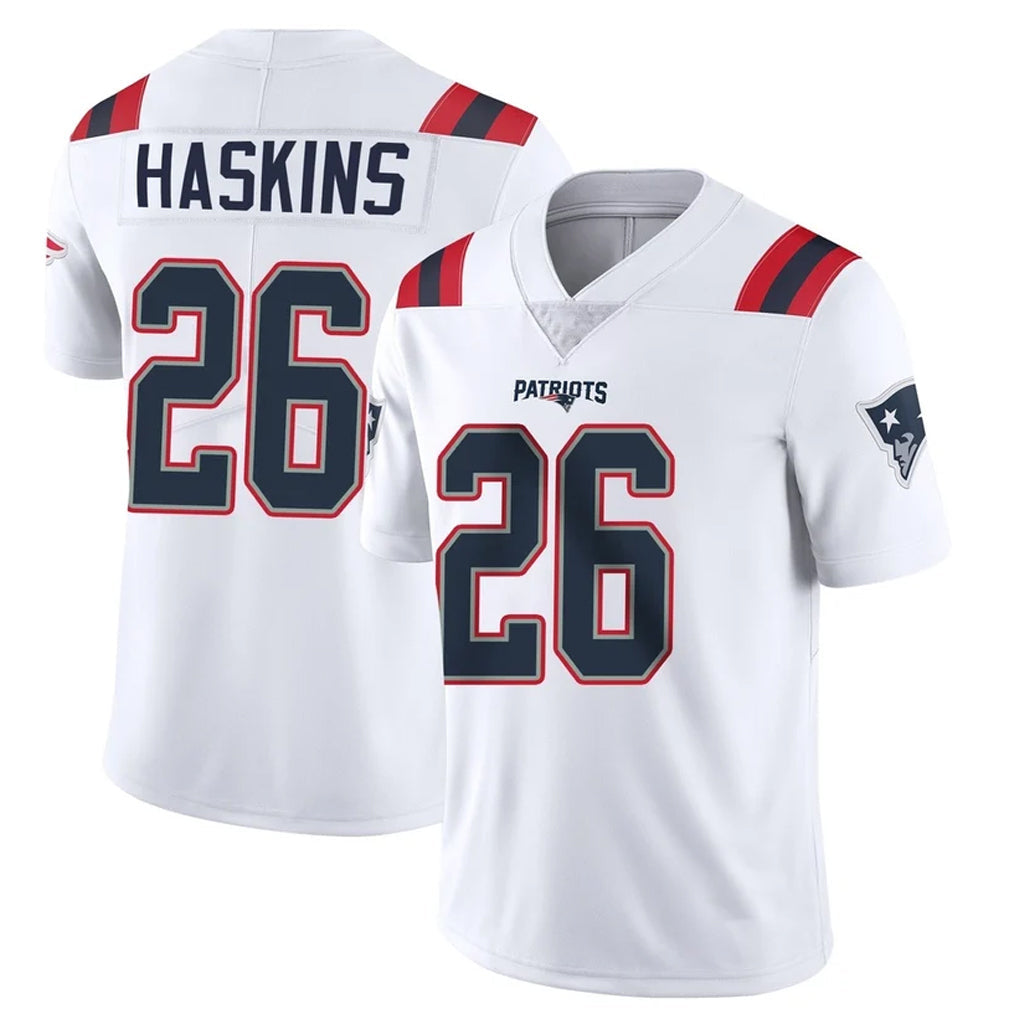 STECN NE.Patriots #26 Hassan Haskins Player White Vapor Untouchable Home Game Stitched Jerseys
