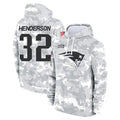 STECN NE.Patriots #32 TreVeyon Henderson Player Arctic Camo Salute to Service Pullover Hoodies Limited Game Stitched Jerseys