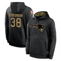 STECN NE.Patriots #38 Rhamondre Stevenson Player Black Salute to Service Hoodies Limited Game Stitched Jerseys