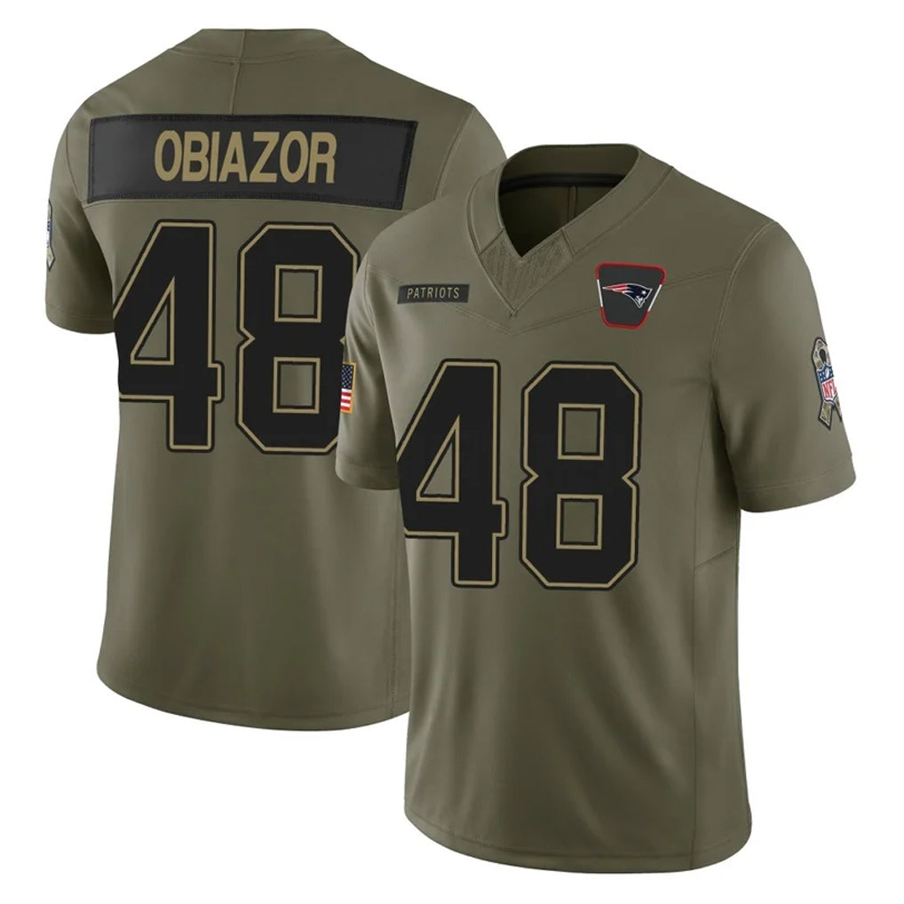 STECN NE.Patriots #48 Namdi Obiazor Player Olive 2025 Salute To Service Limited Stitched Jerseys
