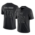 STECN NE.Patriots #75 Alijah Vera-Tucker Player Black Reflective LImited Home Game Stitched Jerseys