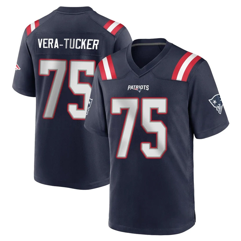 STECN NE.Patriots #75 Alijah Vera-Tucker Player Navy Home Game Stitched Jerseys