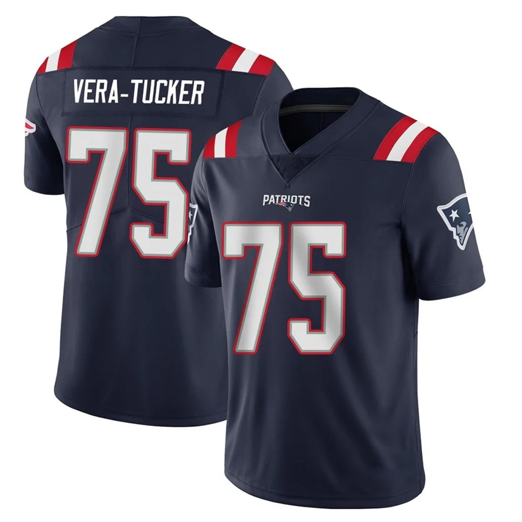 STECN NE.Patriots #75 Alijah Vera-Tucker Player Navy Vapor Untouchable Home Game Stitched Jerseys