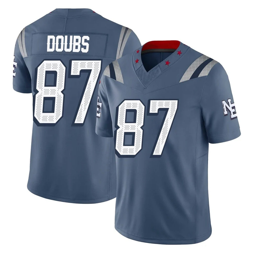 STECN NE.Patriots #87 Romeo Doubs Player Blue Limited Rivalries Collection Home Game Stitched Jerseys