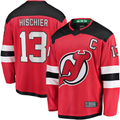 STECN N.Jersey Devils #13 Nico Hischier Red Captain Patch Home Breakaway Jerseys