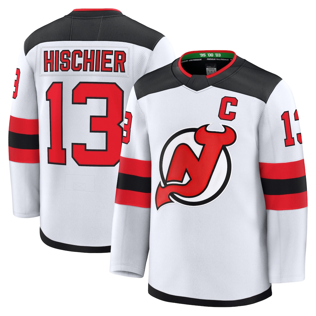 STECN N.Jersey Devils #13 Nico Hischier White Away Premium Jerseys