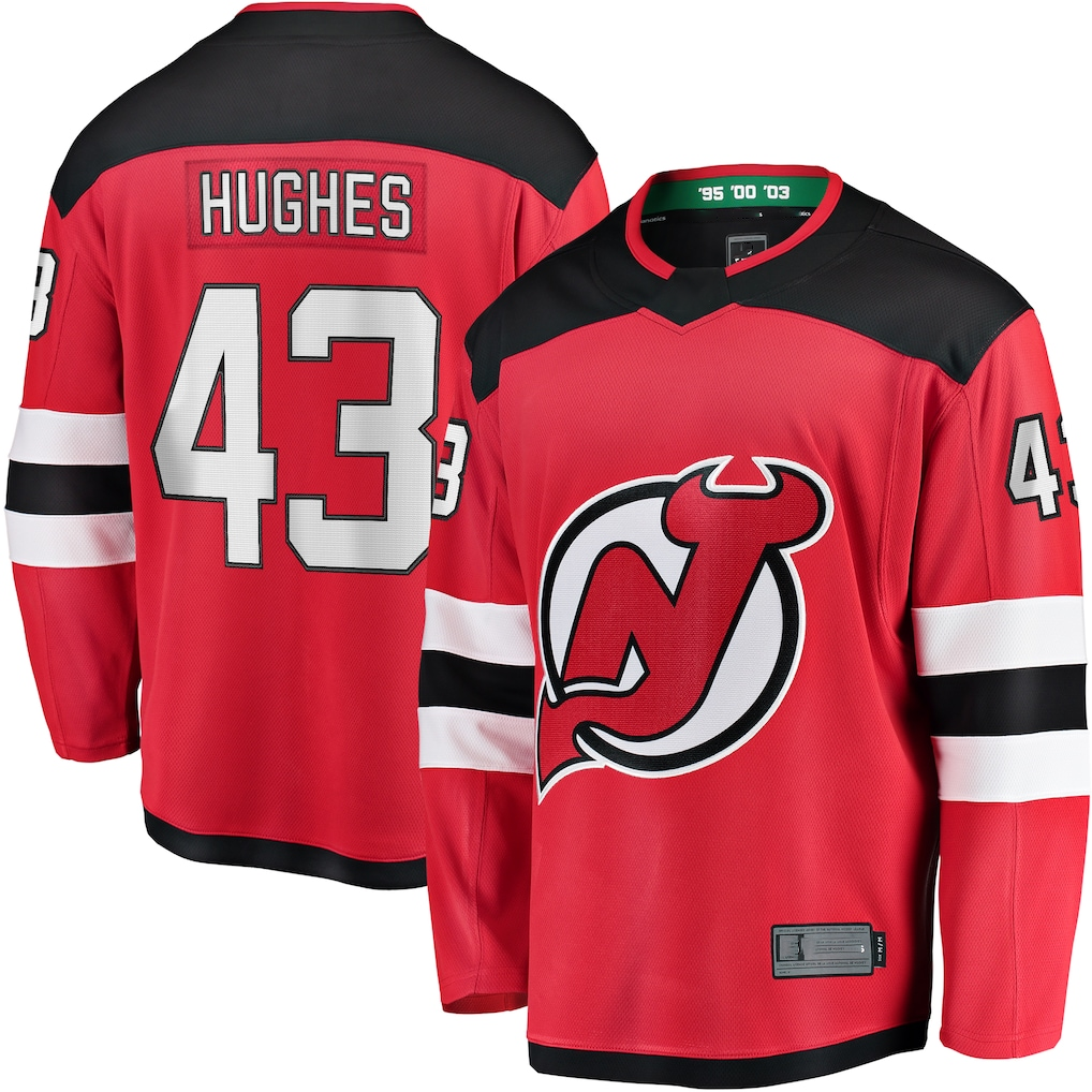 STECN N.Jersey Devils #43 Luke Hughes Red Home Breakaway Player Jerseys