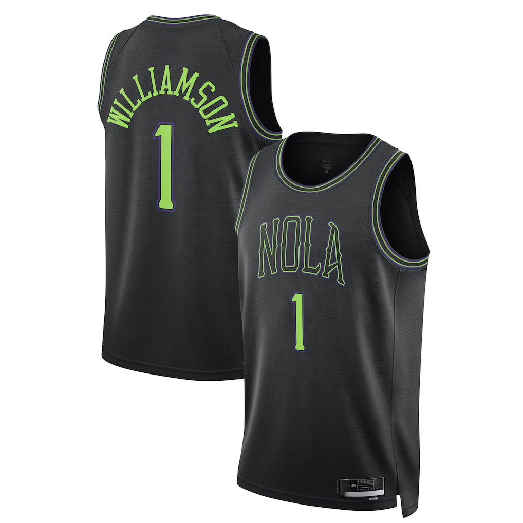 STECN NO.Pelicans #1 Zion Williamson Black 2025-2026 Swingman Stitched Jerseys- City Edition