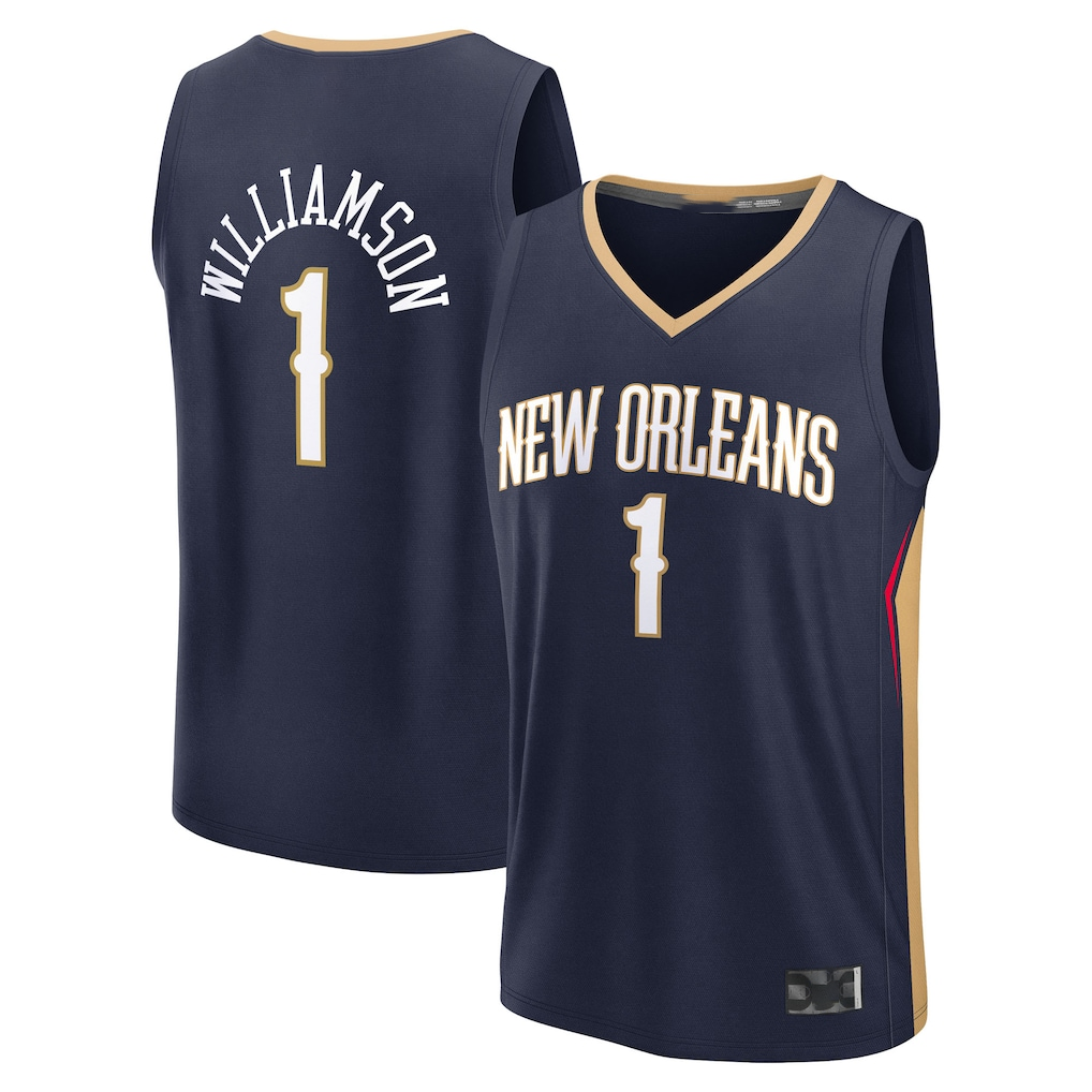 STECN NO.Pelicans #1 Zion Williamson Navy Fast Break Replica Player Stitched Jerseys- Icon Edition