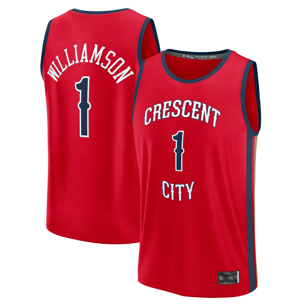 STECN NO.Pelicans #1 Zion Williamson Red Fast Break Replica Player Stitched Jerseys- Statement Edition
