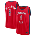 STECN NO.Pelicans #1 Zion Williamson Red Fast Break Replica Player Stitched Jerseys- Statement Edition
