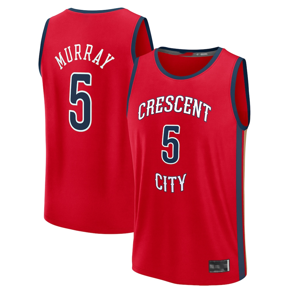 STECN NO.Pelicans #5 Dejounte Murray Red Fast Break Replica Player Stitched Jerseys- Statement Edition