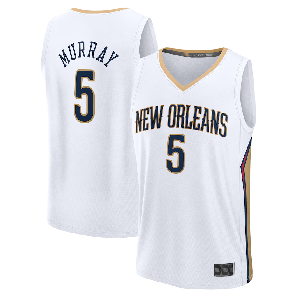 STECN NO.Pelicans #5 Dejounte Murray White Fast Break Replica Player Stitched Jerseys- Association Edition