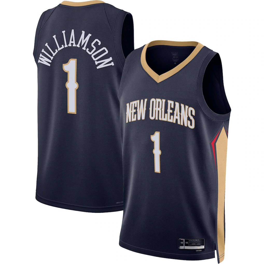 STECN NO.Pelicans #1 Zion Williamson Navy Swingman Stitched Jerseys- Icon Edition