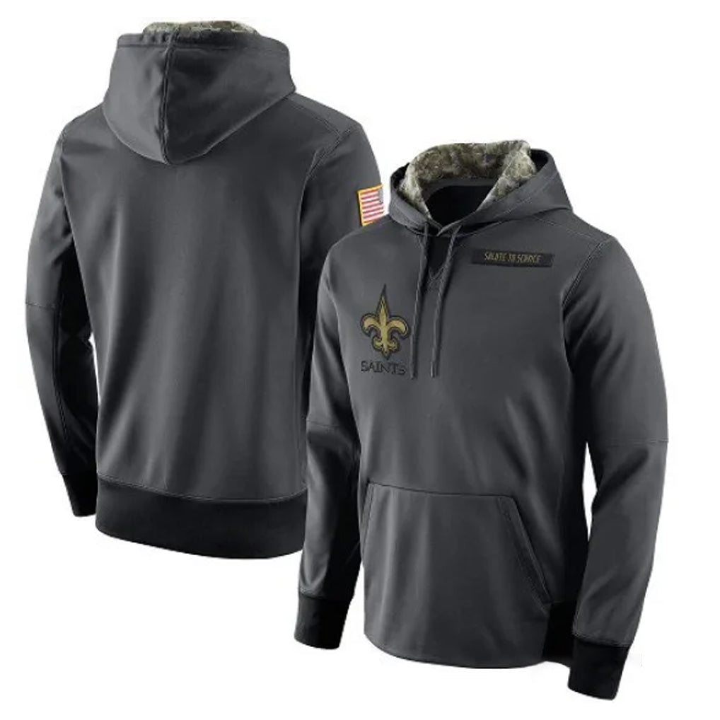 STECN NO.Saints Gray Pullover Hoodies Limited Blank Player Stitched Jerseys