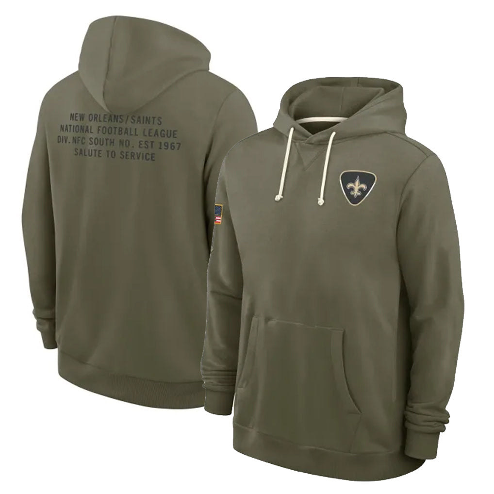 STECN NO.Saints Olive Salute to Service Pullover Hoodies Limited Blank Player Stitched Jerseys