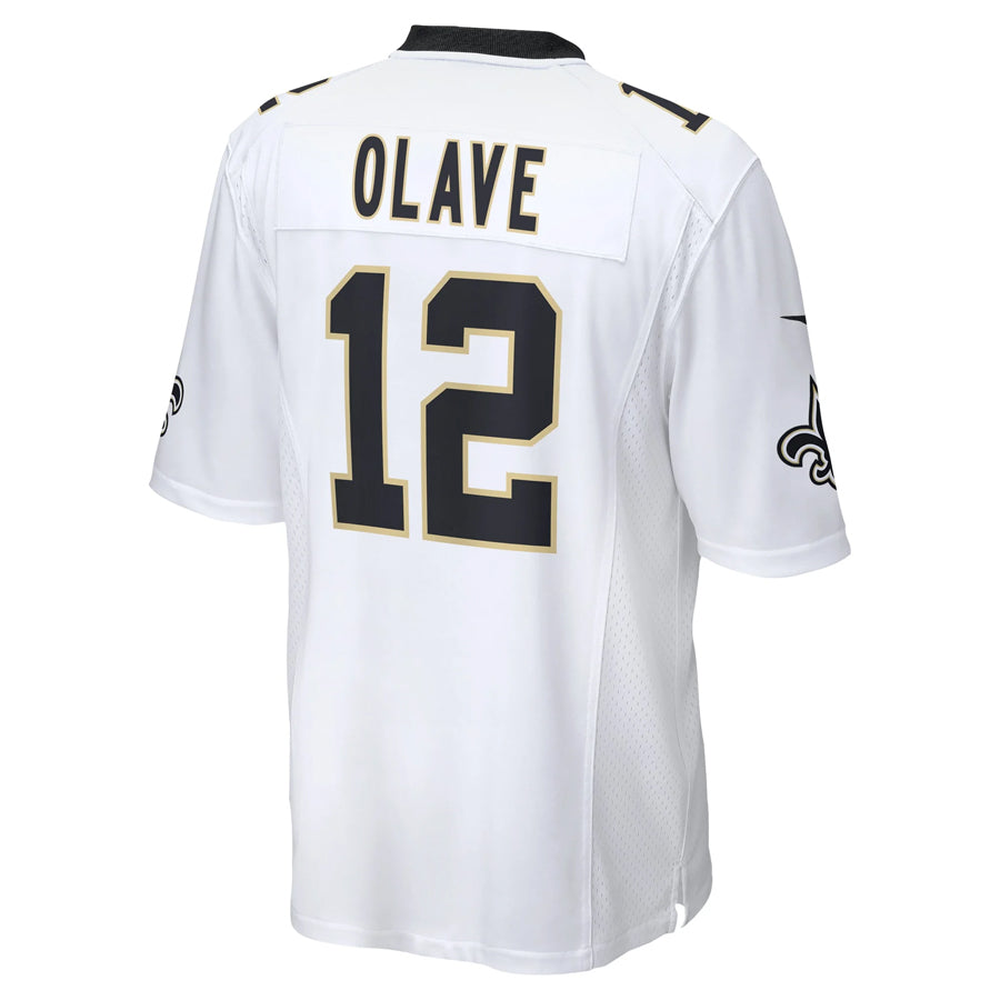 STECN NO.Saints #12 Chris Olave Player White Home Game Stitched Jerseys