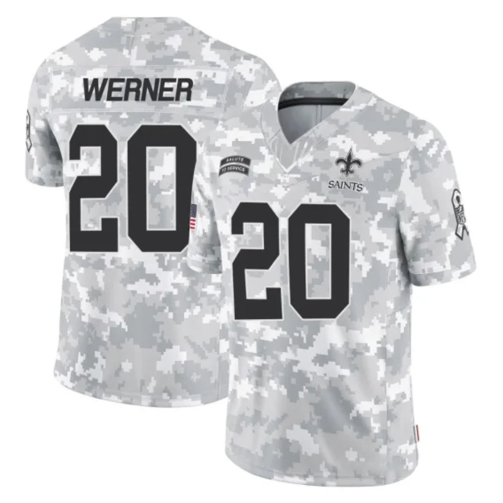 STECN NO.Saints #20 Pete Werner Player Arctic Camo Salute To Service Limited Game Stitched Jerseys