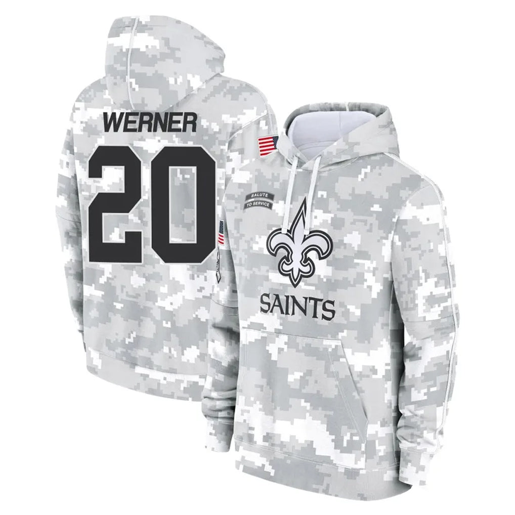 STECN NO.Saints #20 Pete Werner Player Arctic Camo Salute to Service Pullover Hoodies Limited Game Stitched Jerseys