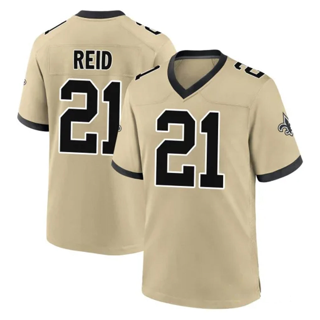 STECN NO.Saints #21 Justin Reid Player Gold Home Game Stitched Jerseys