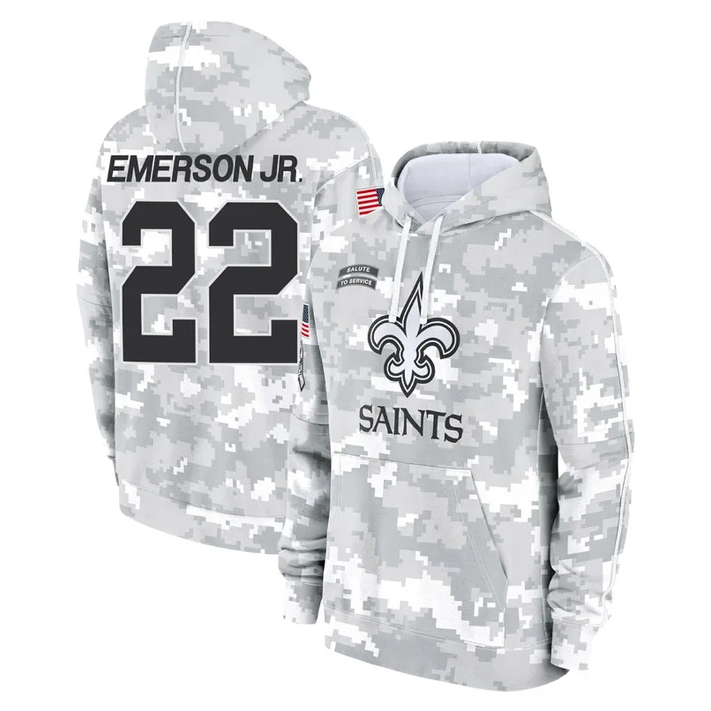 STECN NO.Saints #22 Martin Emerson Jr. Player Arctic Camo Salute to Service Pullover Hoodies Limited Game Stitched Jerseys