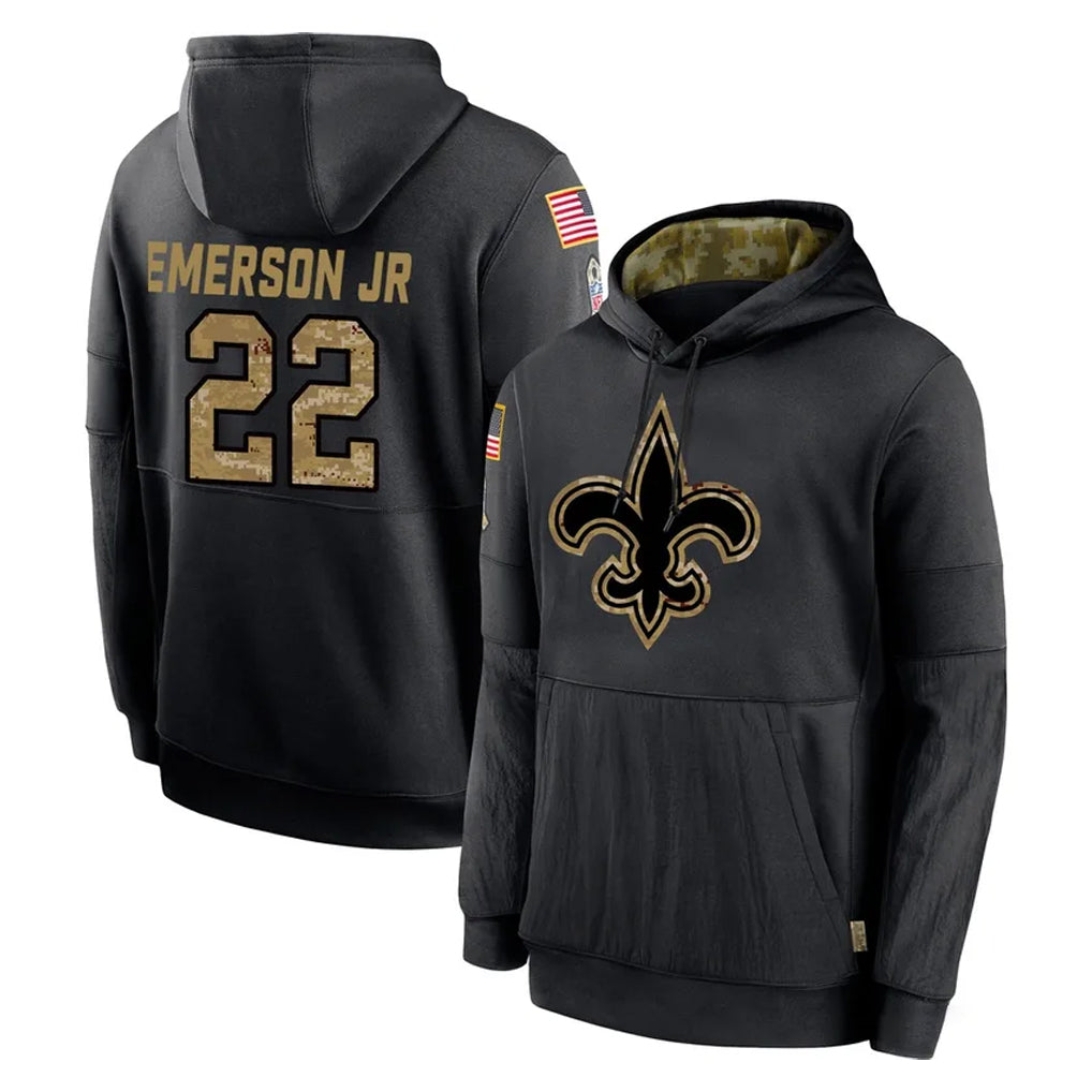 STECN NO.Saints #22 Martin Emerson Jr. Player Black Salute to Service Hoodies Limited Game Stitched Jerseys