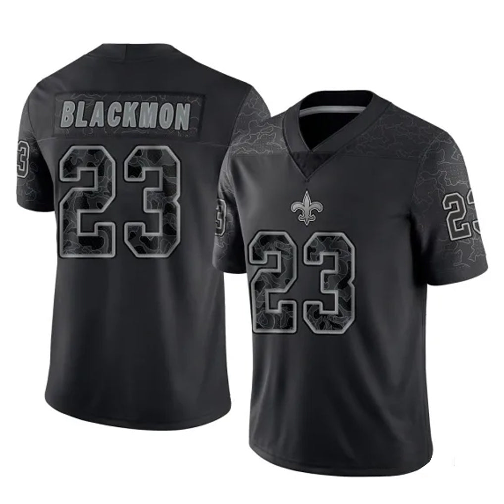 STECN NO.Saints #23 Julian Blackmon Player Black Limited Reflective Home Game Stitched Jerseys