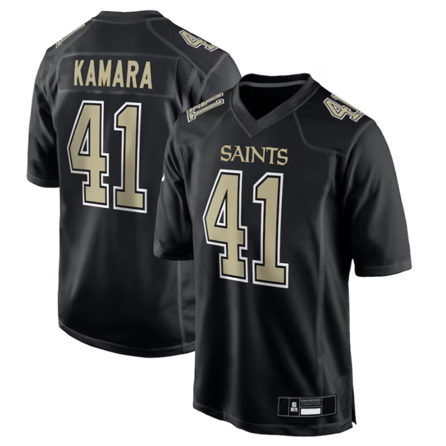 STECN NO.Saints #41 Alvin Kamara Player Carbon Black Fashion Game Stitched Jerseys