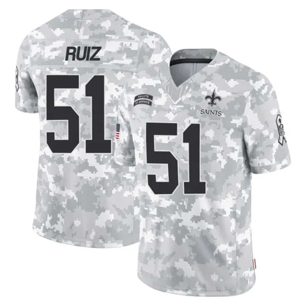STECN NO.Saints #51 Cesar Ruiz Player Arctic Camo Salute To Service Limited Game Stitched Jerseys