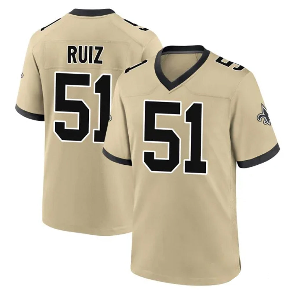 STECN NO.Saints #51 Cesar Ruiz Player Gold Home Game Stitched Jerseys
