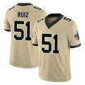 STECN NO.Saints #51 Cesar Ruiz Player Gold Limited Vapor F.U.S.E. Home Game Stitched Jerseys