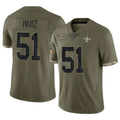 STECN NO.Saints #51 Cesar Ruiz Player Olive Salute To Service Limited Stitched Jerseys