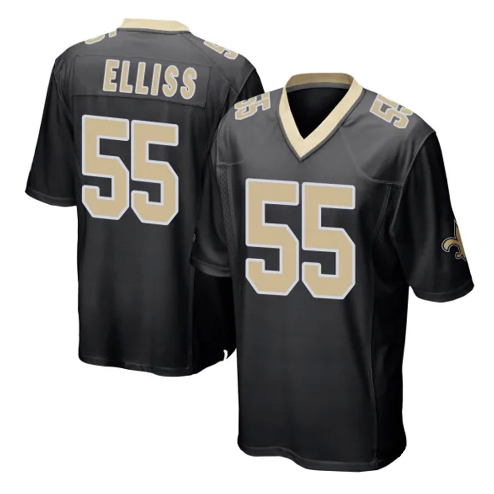 STECN NO.Saints #55 Kaden Elliss Player Black Home Game Stitched Jerseys