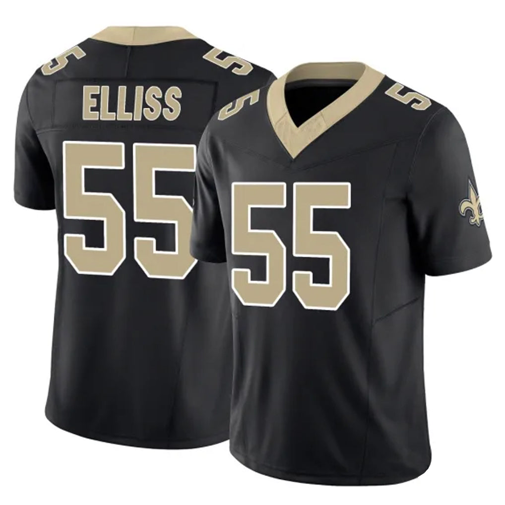 STECN NO.Saints #55 Kaden Elliss Player Black Limited Vapor F.U.S.E. Home Game Stitched Jerseys