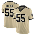 STECN NO.Saints #55 Kaden Elliss Player Gold Limited Vapor F.U.S.E. Home Game Stitched Jerseys