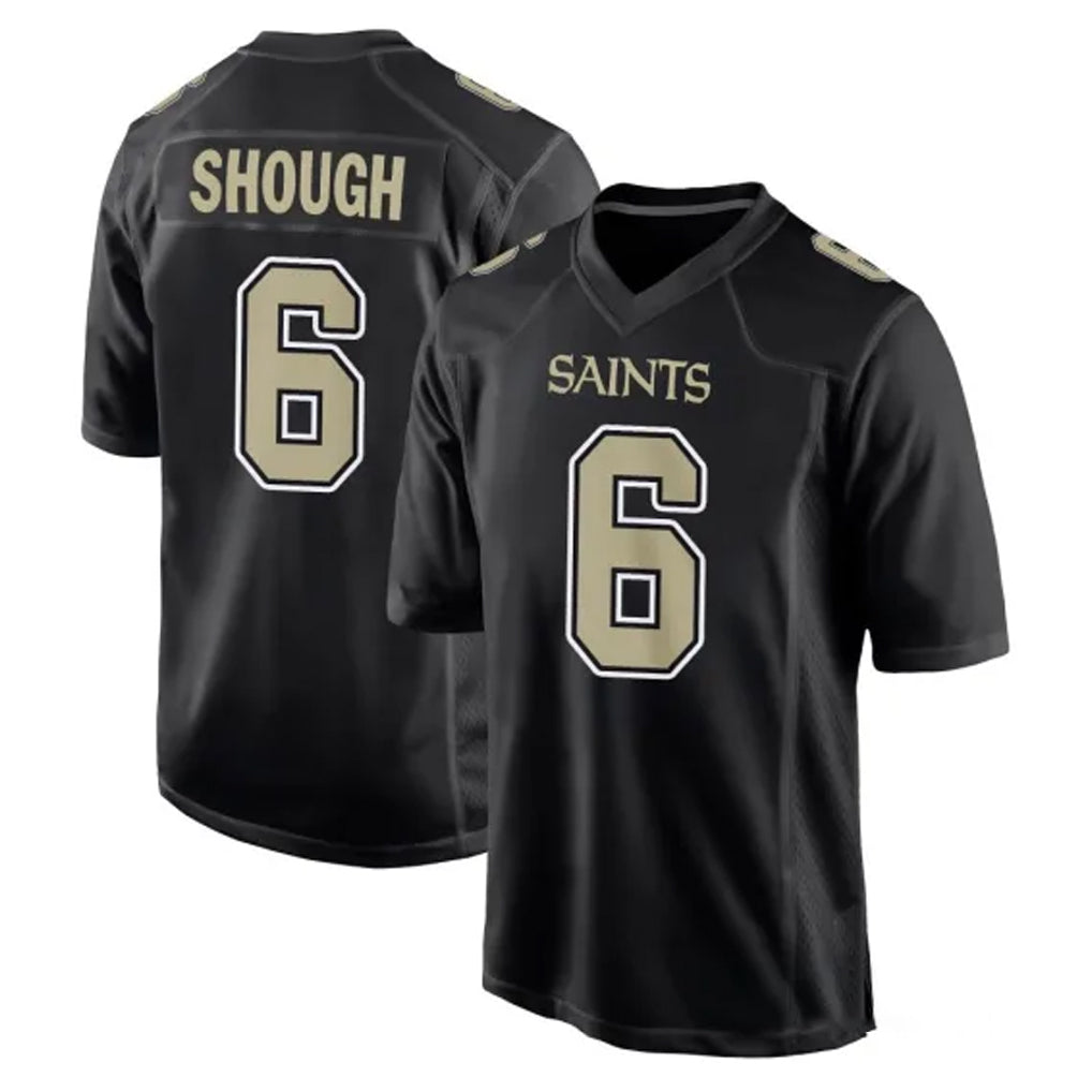 STECN NO.Saints #6 Tyler Shough Player Black Carbon Fashion Home Game Stitched Jerseys