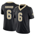 STECN NO.Saints #6 Tyler Shough Player Black Limited Vapor F.U.S.E. Home Game Stitched Jerseys