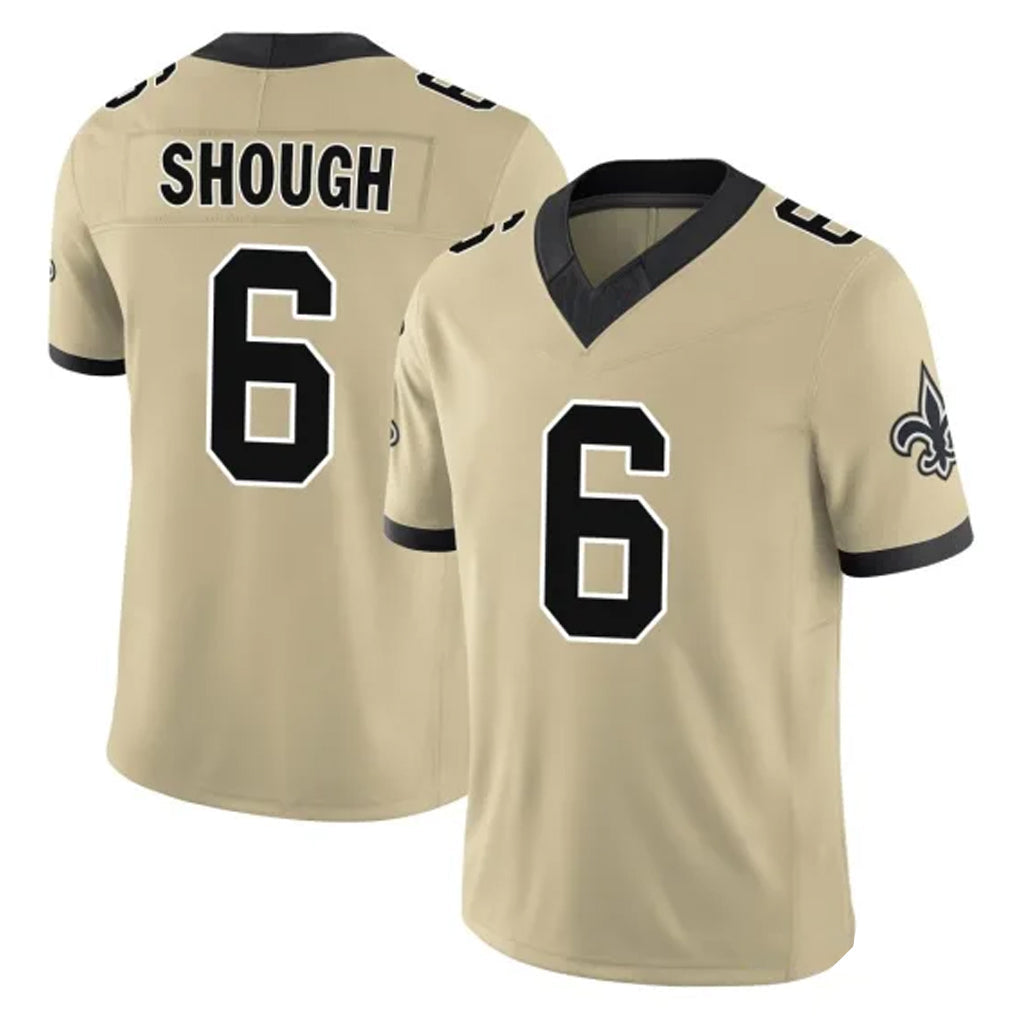 STECN NO.Saints #6 Tyler Shough Player Gold Limited Vapor F.U.S.E. Home Game Stitched Jerseys