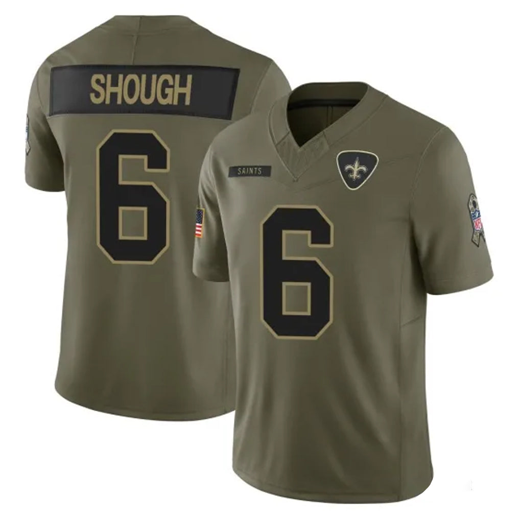 STECN NO.Saints #6 Tyler Shough Player Olive 2025 Salute To Service Limited Stitched Jerseys