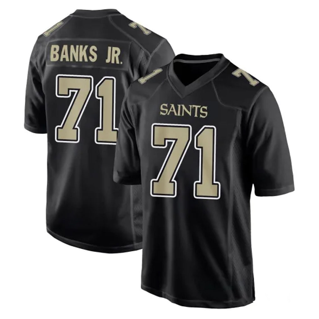 STECN NO.Saints #71 Kelvin Banks Jr. Player Black Carbon Fashion Home Game Stitched Jerseys