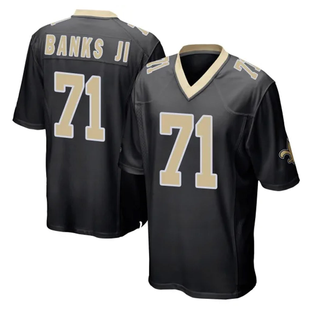 STECN NO.Saints #71 Kelvin Banks Jr. Player Black Home Game Stitched Jerseys