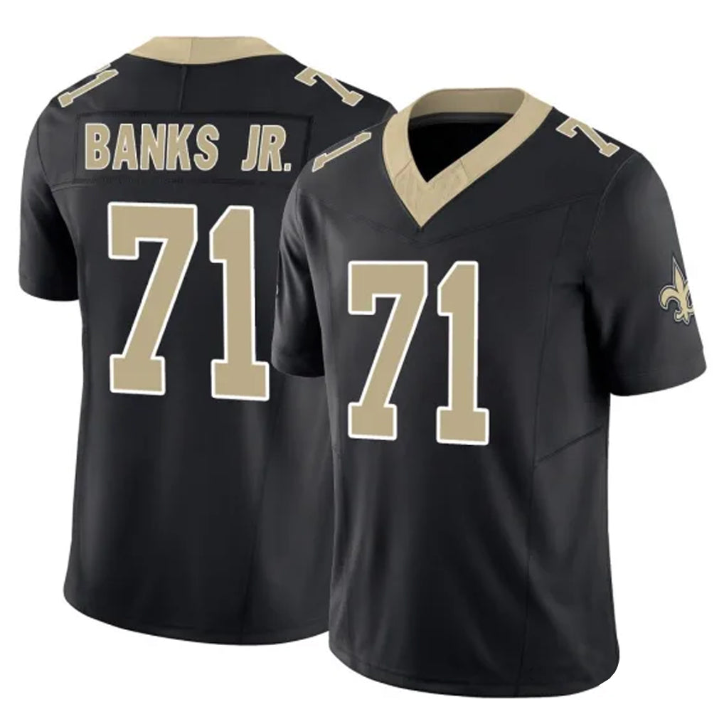 STECN NO.Saints #71 Kelvin Banks Jr. Player Black Limited Vapor F.U.S.E. Home Game Stitched Jerseys