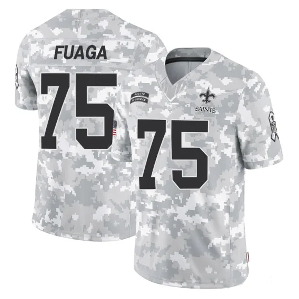 STECN NO.Saints #75 Taliese Fuaga Player Arctic Camo Salute To Service Limited Game Stitched Jerseys