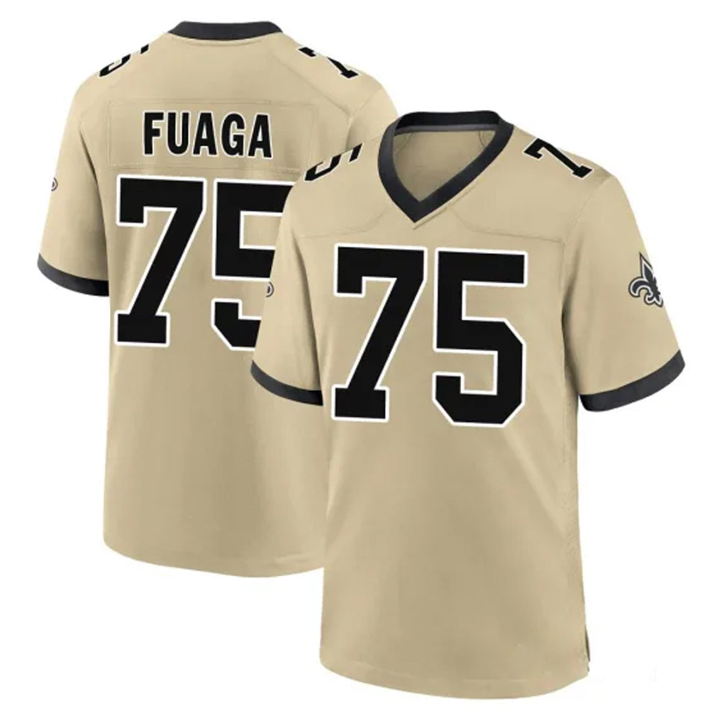 STECN NO.Saints #75 Taliese Fuaga Player Gold Home Game Stitched Jerseys